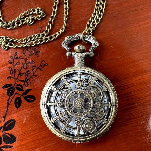 Vintage Style Copper Quartz Pocket Watch - Picture 2 of 11